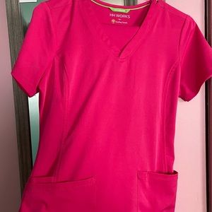 Fuchsia Pink | Healing Hands Scrub Set | Top Size: XS Bottom Size: XS-Petite